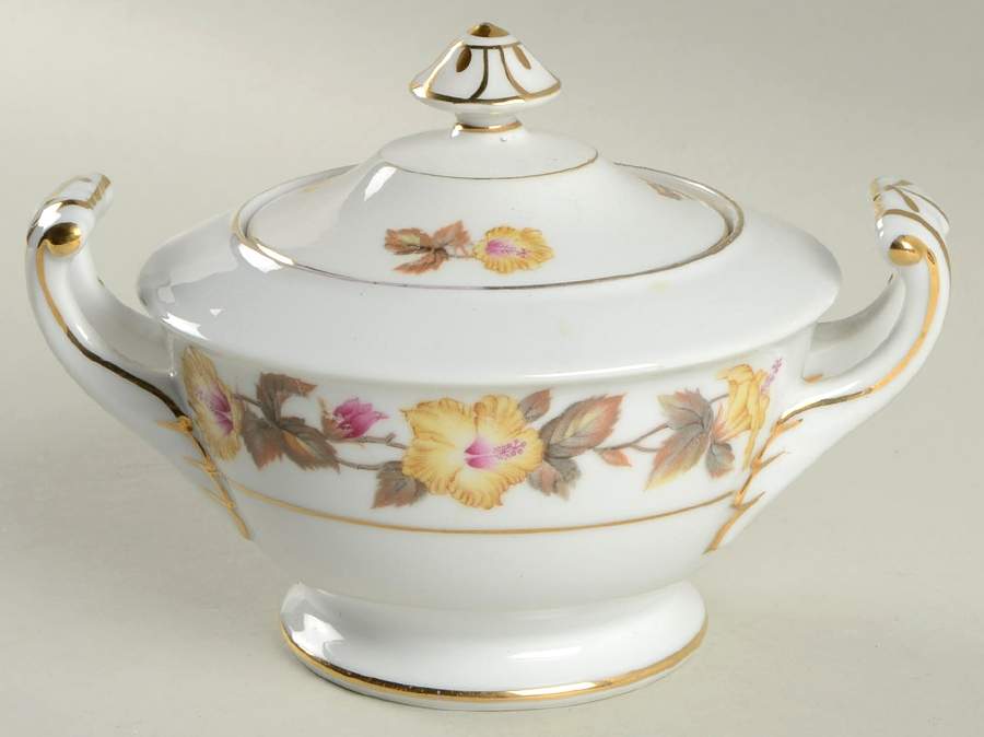 Hibiscus Sugar Bowl & Lid by Mikuni-1