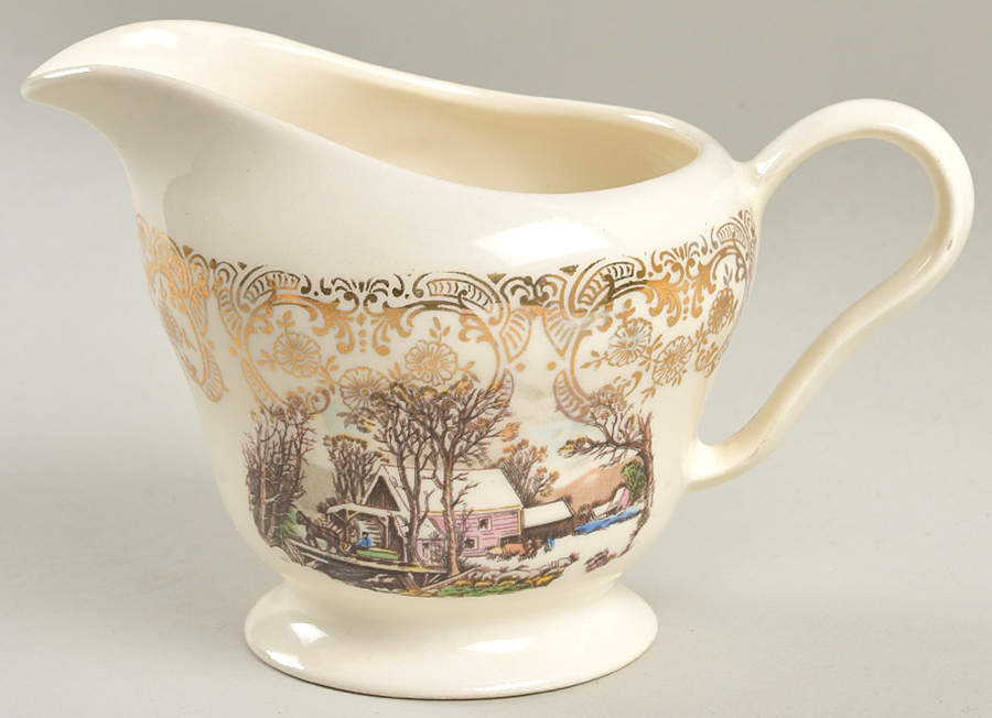 Currier & Ives (Rim, Smooth) Creamer by Mount Clemens-1