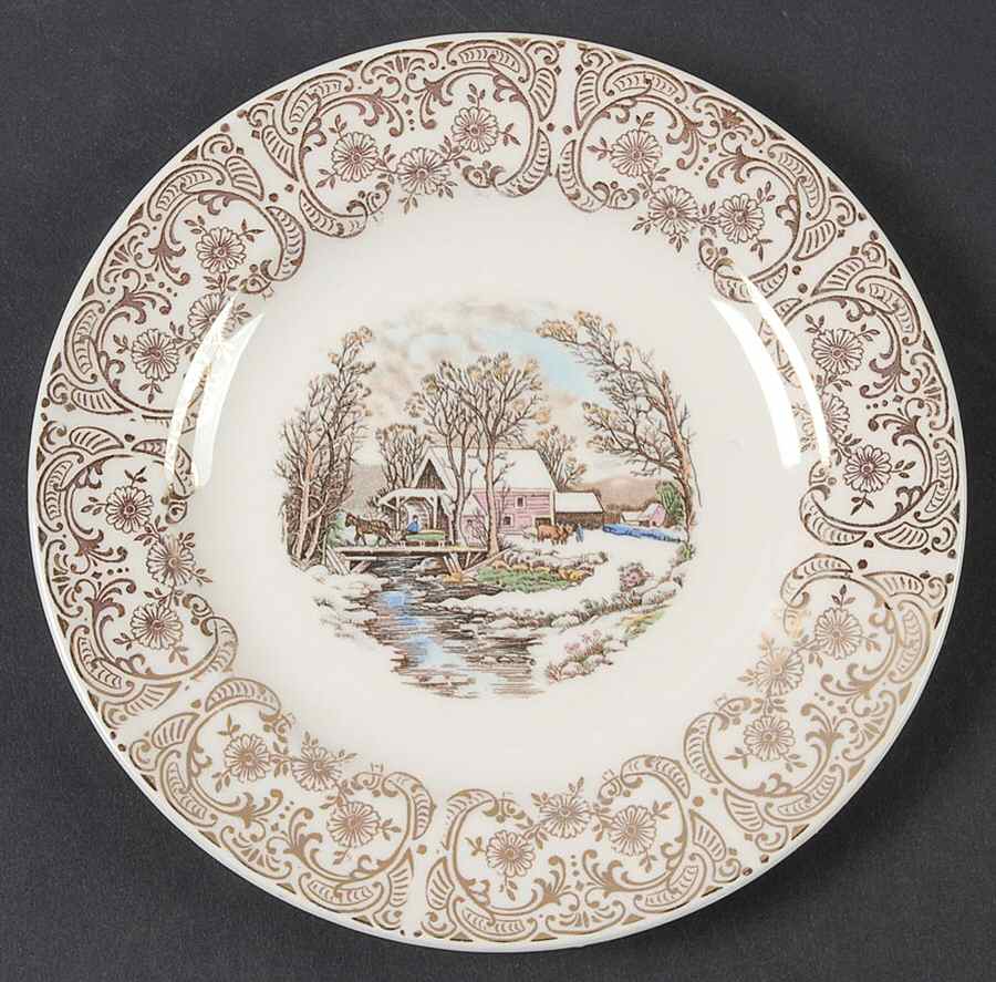 Currier & Ives (Rim, Smooth) Bread & Butter Plate by Mount Clemens-1