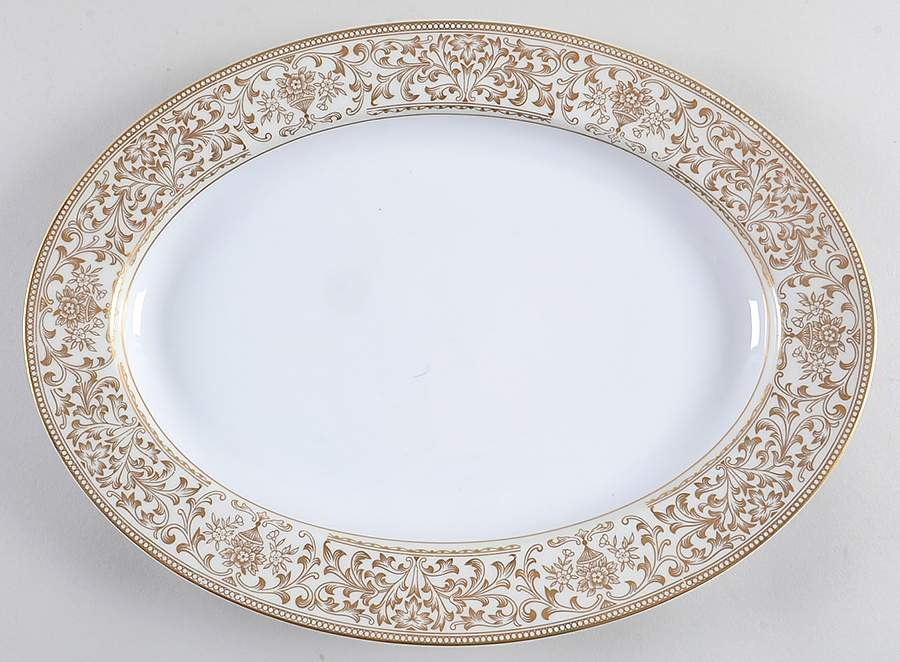 Elegance 14" Oval Serving Platter by Modern China & Table Institute-1
