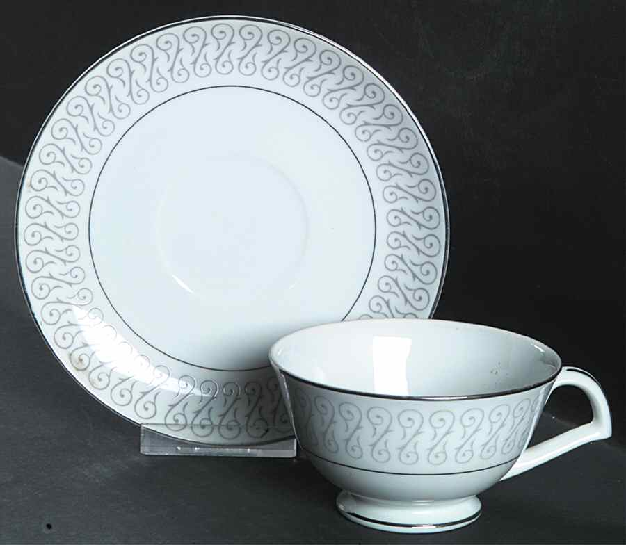 French Melody Footed Cup & Saucer Set by Modern China & Table Institute-1