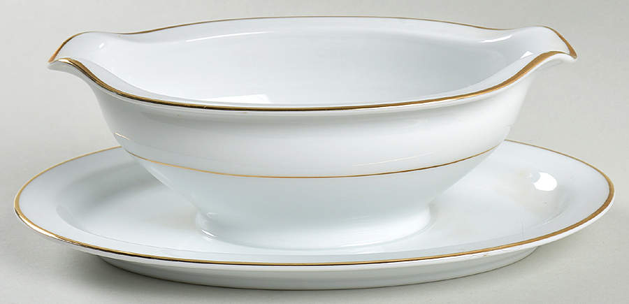 Golden Wedding Day (Smooth) Gravy Boat with Attached Underplate by Modern China & Table Institute-1