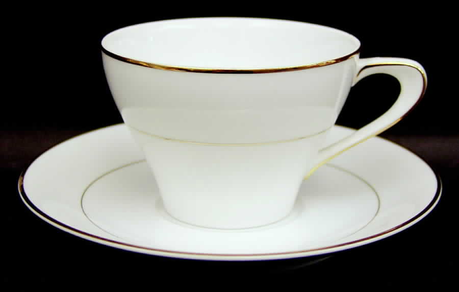 Golden Wedding Day (Smooth) Flat Cup & Saucer Set by Modern China & Table Institute-1