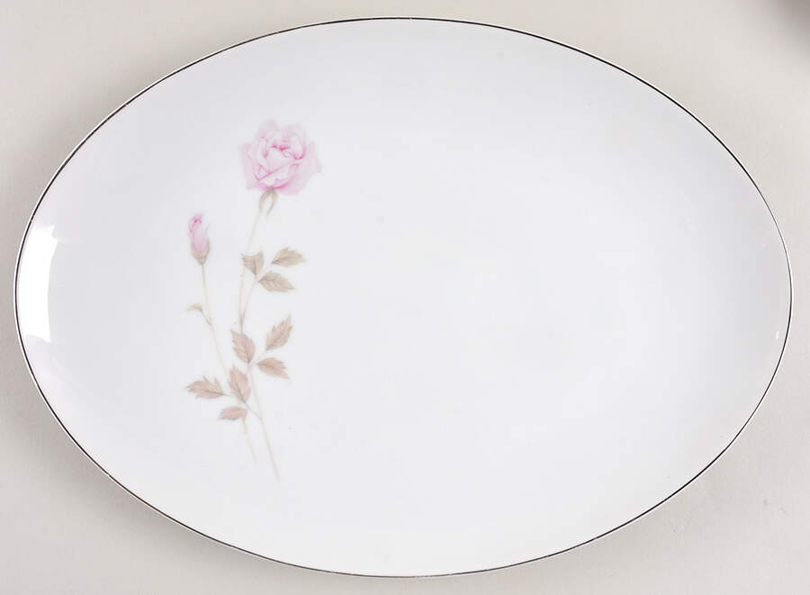 La Rose 14" Oval Serving Platter by Modern China & Table Institute-1