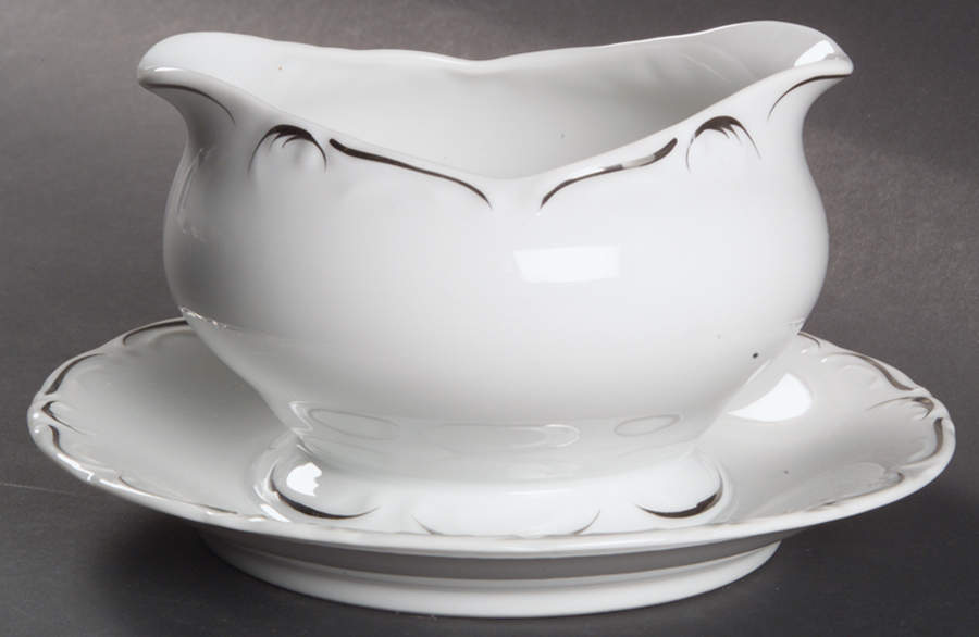 Simplicity Gravy Boat with Attached Underplate by Modern China & Table Institute-1