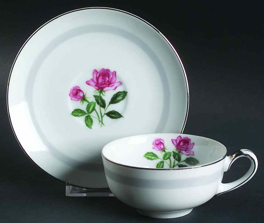 Claudia Flat Cup & Saucer Set by Monarch (Japan)-1