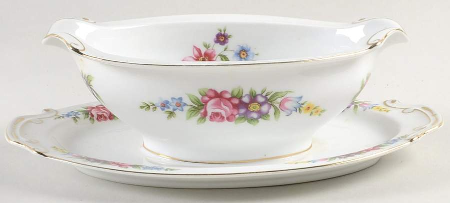 Belvedere Gravy Boat with Attached Underplate by Monarch (Japan)-1
