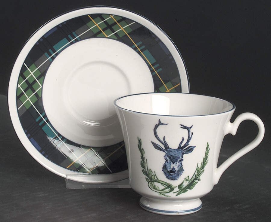 Argyll Footed Cup & Saucer Set by Mottahedeh-1