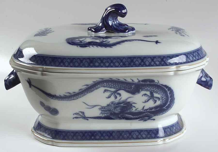 Blue Dragon (Brown Trim) Tureen &  Lid by Mottahedeh-1