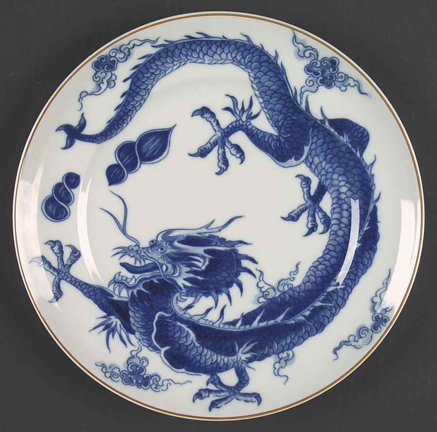 Blue Dragon (Brown Trim) Dinner Plate by Mottahedeh-1