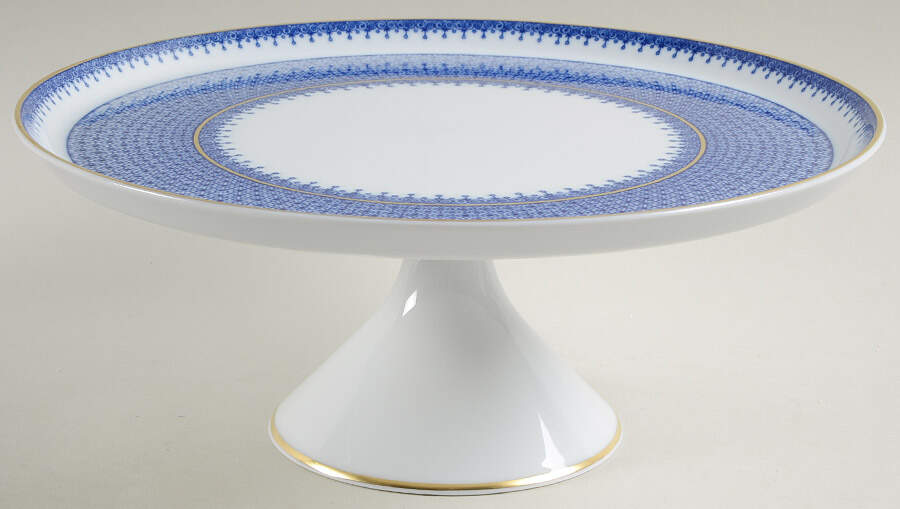 Blue Lace 11" Diameter Pedestal Cake Stand by Mottahedeh-1