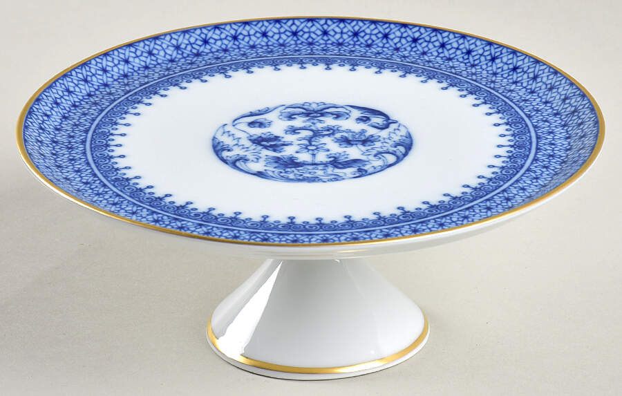 Blue Lace 6" Diameter Pedestal Cake Stand by Mottahedeh-1