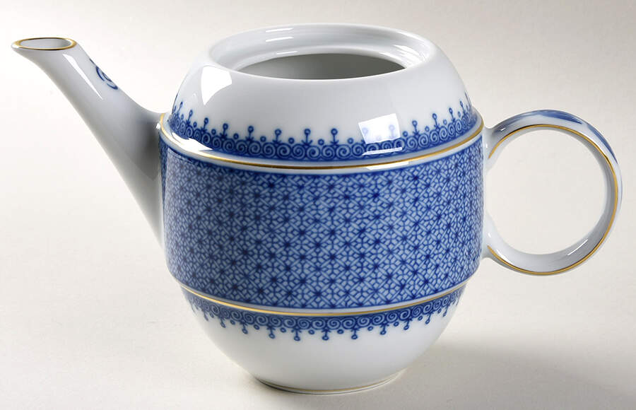 Blue Lace Tea for Two Teapot No Lid by Mottahedeh-1