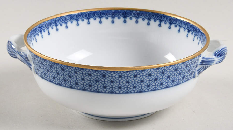 Blue Lace Flat Cream Soup Bowl by Mottahedeh-1