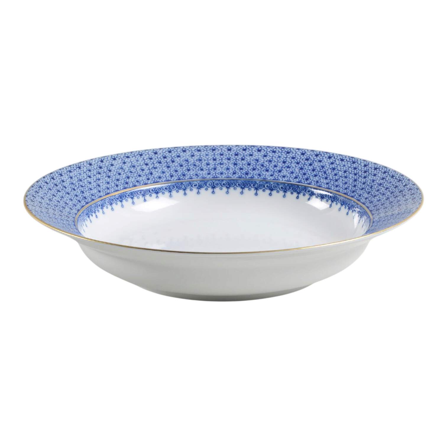 Blue Lace Large Rim Soup Bowl by Mottahedeh-1
