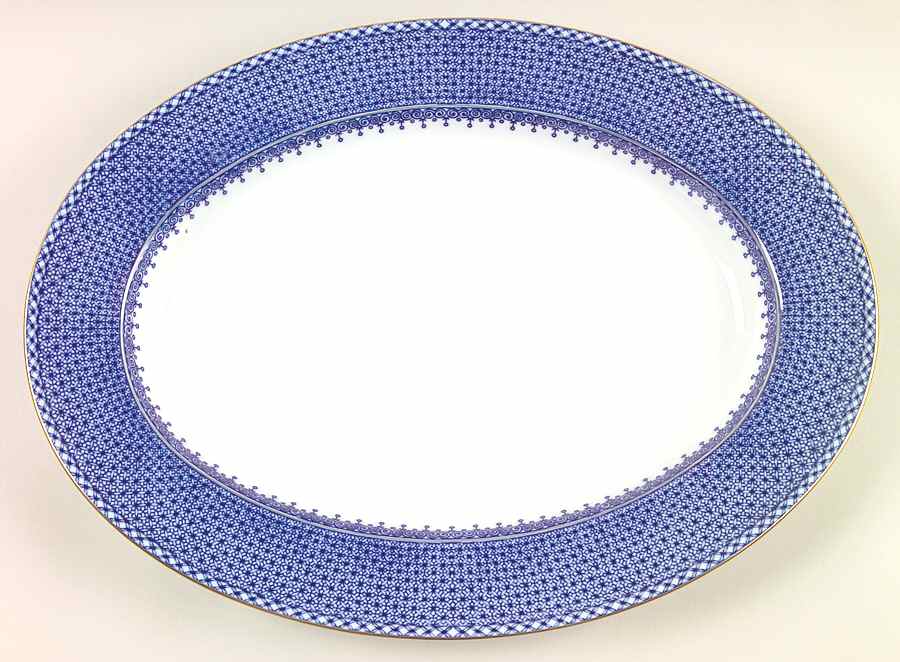 Blue Lace 15" Oval Serving Platter by Mottahedeh-1