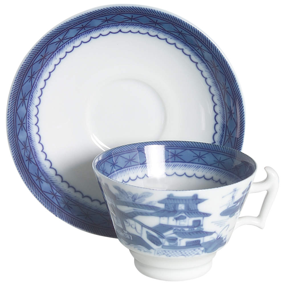 Canton Footed Cup & Saucer Set by Mottahedeh-1