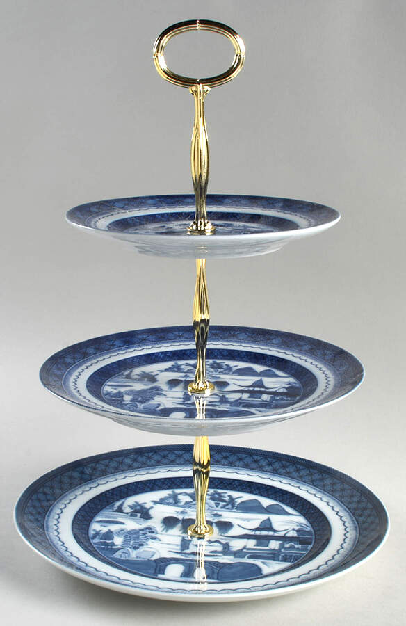 Canton 13 7/8"-14 1/4" 3-Tiered Serving Tray(DP,SP,BB) HC by Mottahedeh-1