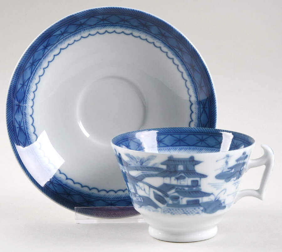 Canton Footed Cup & Saucer Set by Mottahedeh-1