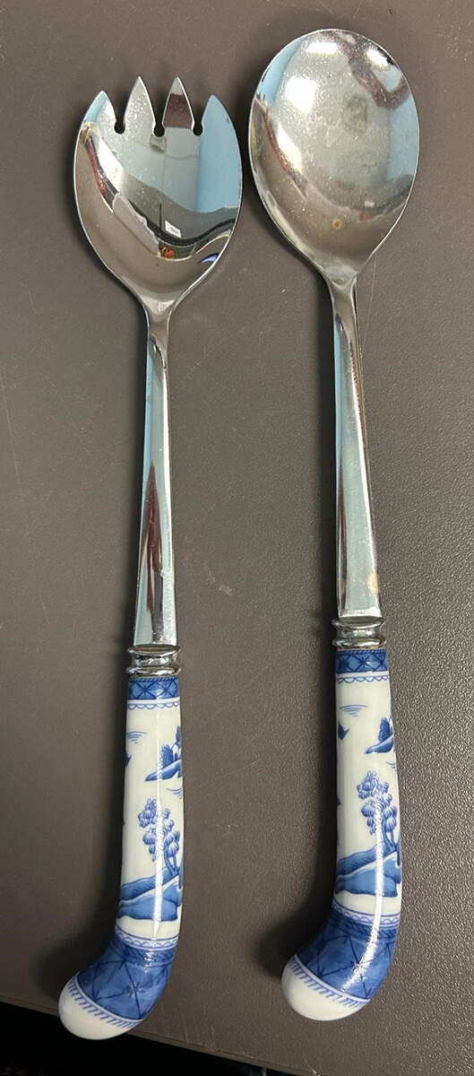 Canton Salad Serving Spoon with Stainless Bowl by Mottahedeh-1