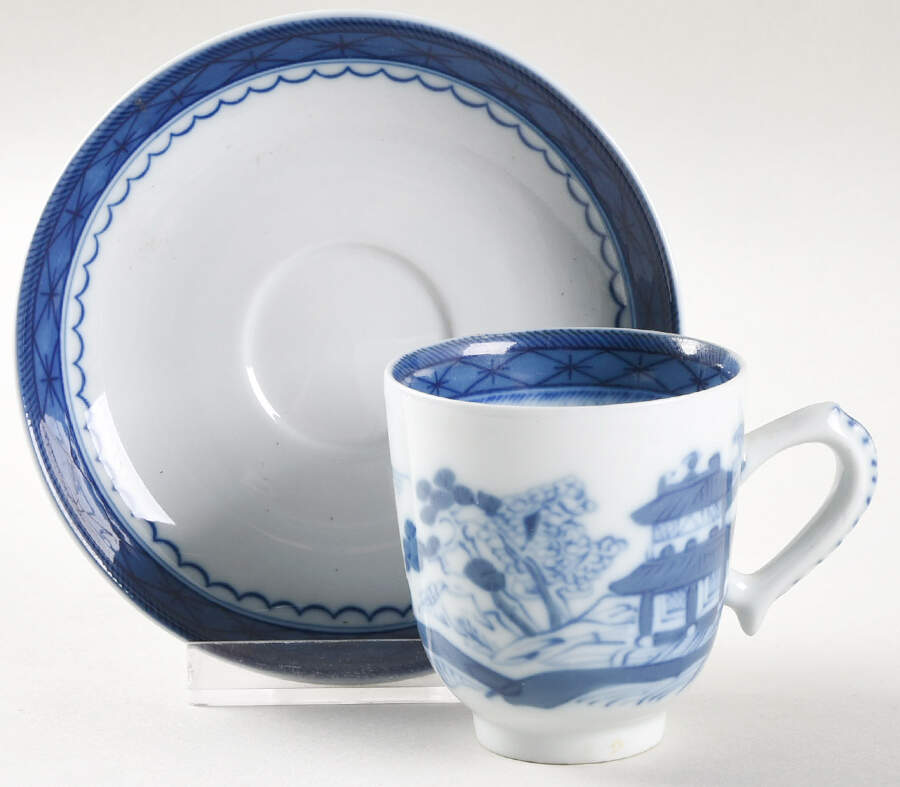 Canton Footed Demitasse Cup & Saucer Set by Mottahedeh-1