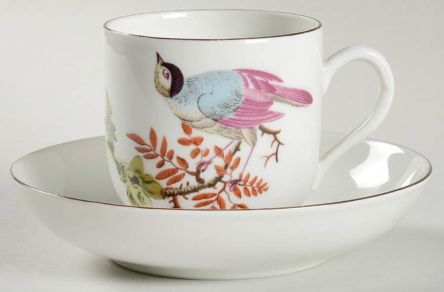 Chelsea Birds Flat Cup & Saucer Set by Mottahedeh-1