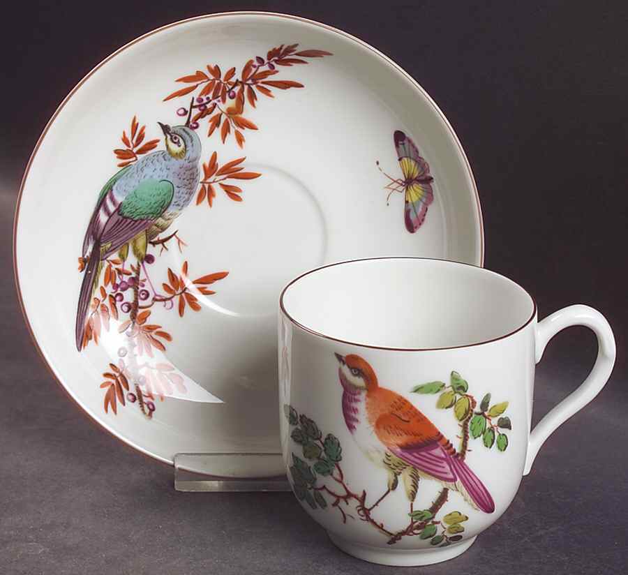 Chelsea Birds Flat Cup & Saucer Set by Mottahedeh-1