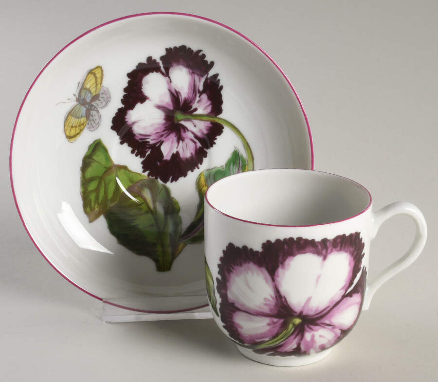 Chelsea Botanical Flat Cup & Saucer Set by Mottahedeh-1