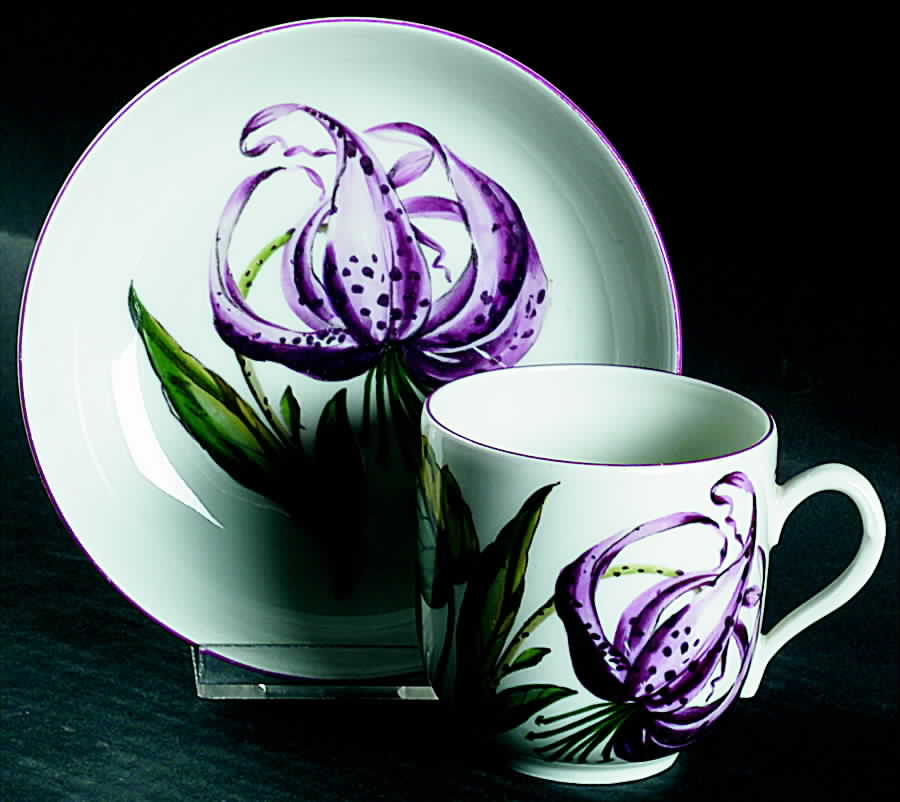 Chelsea Botanical Flat Cup & Saucer Set by Mottahedeh-1