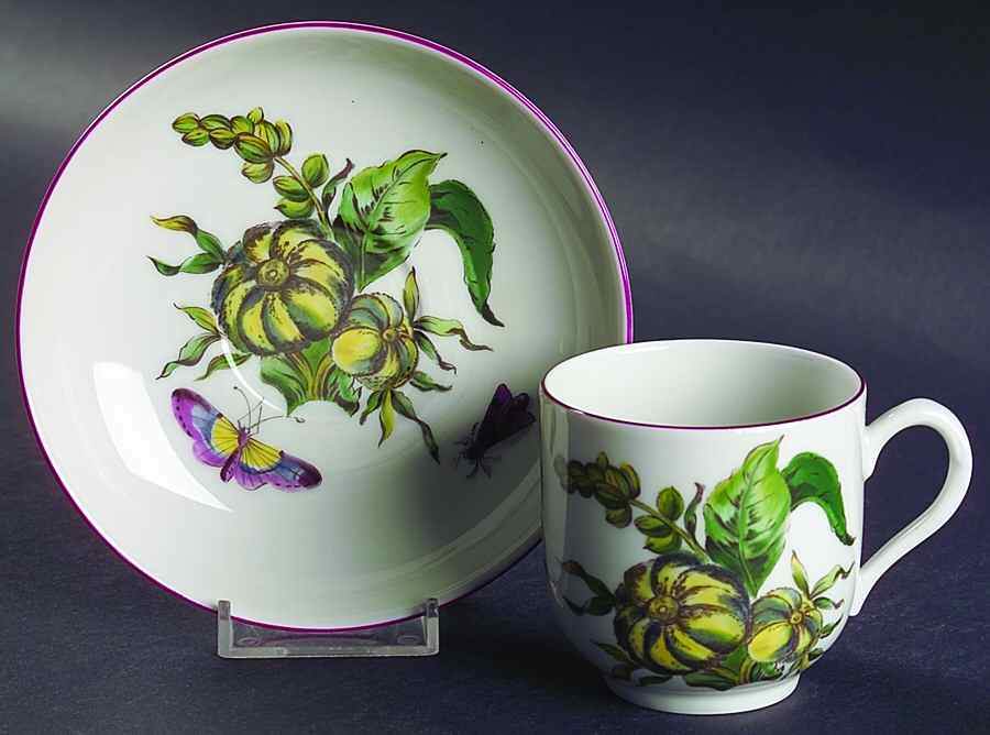 Chelsea Botanical Flat Cup & Saucer Set by Mottahedeh-1