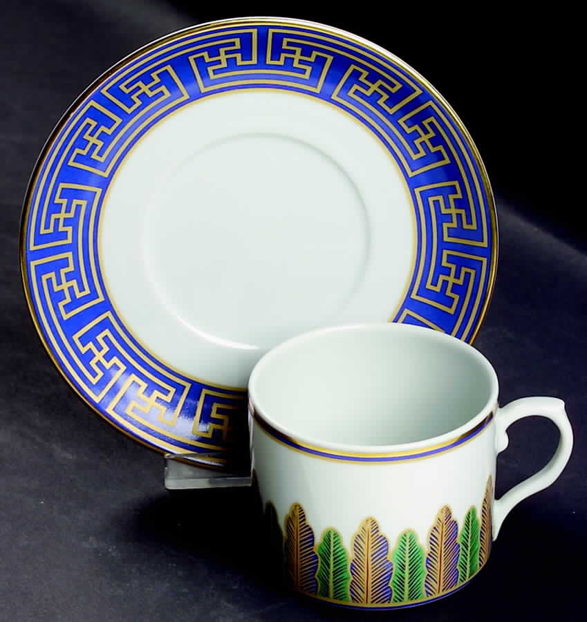 Charleston Feather Flat Cup & Saucer Set by Mottahedeh-1