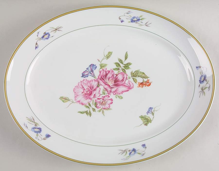 Charleston Flowers 14" Oval Serving Platter by Mottahedeh-1