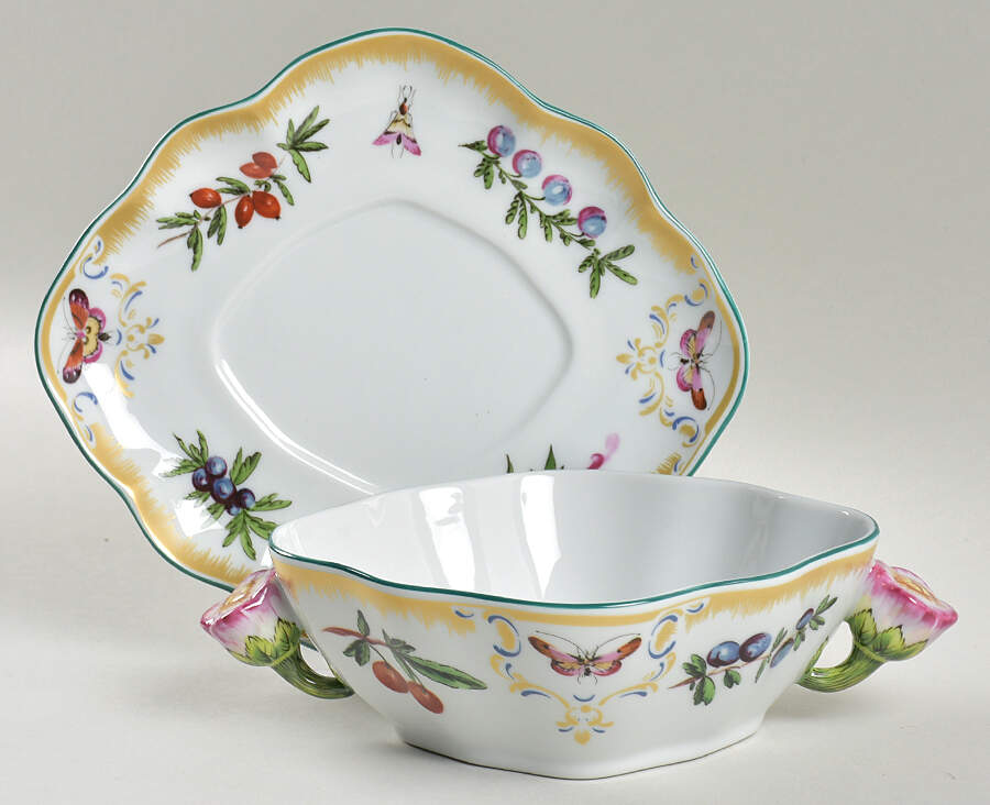 Duke of Gloucester Flat Cream Soup Bowl & Saucer Set by Mottahedeh-1