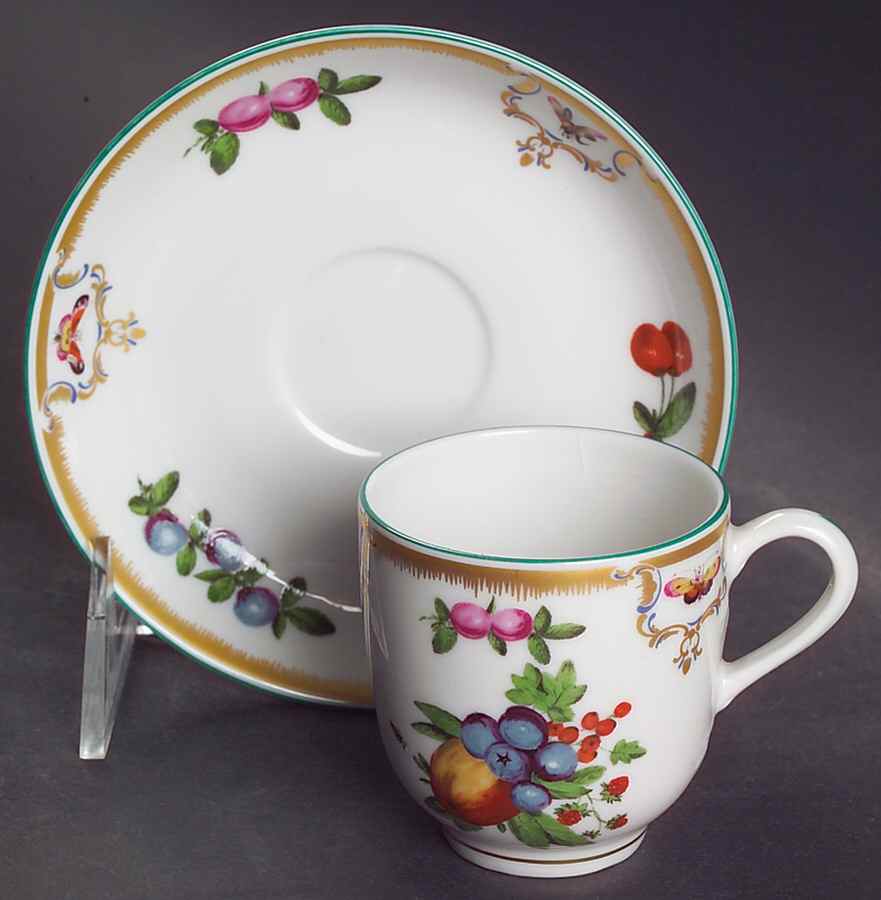 Duke of Gloucester Flat Demitasse Cup & Saucer Set by Mottahedeh-1