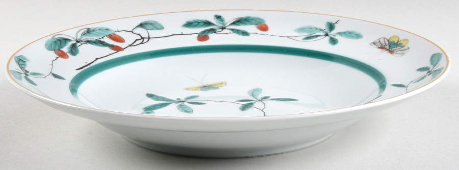 Famille Verte (Green Background) Large Rim Soup Bowl by Mottahedeh-1