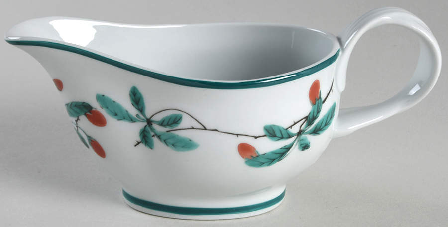 Famille Verte (Green Background) Open Sauce Boat by Mottahedeh-1
