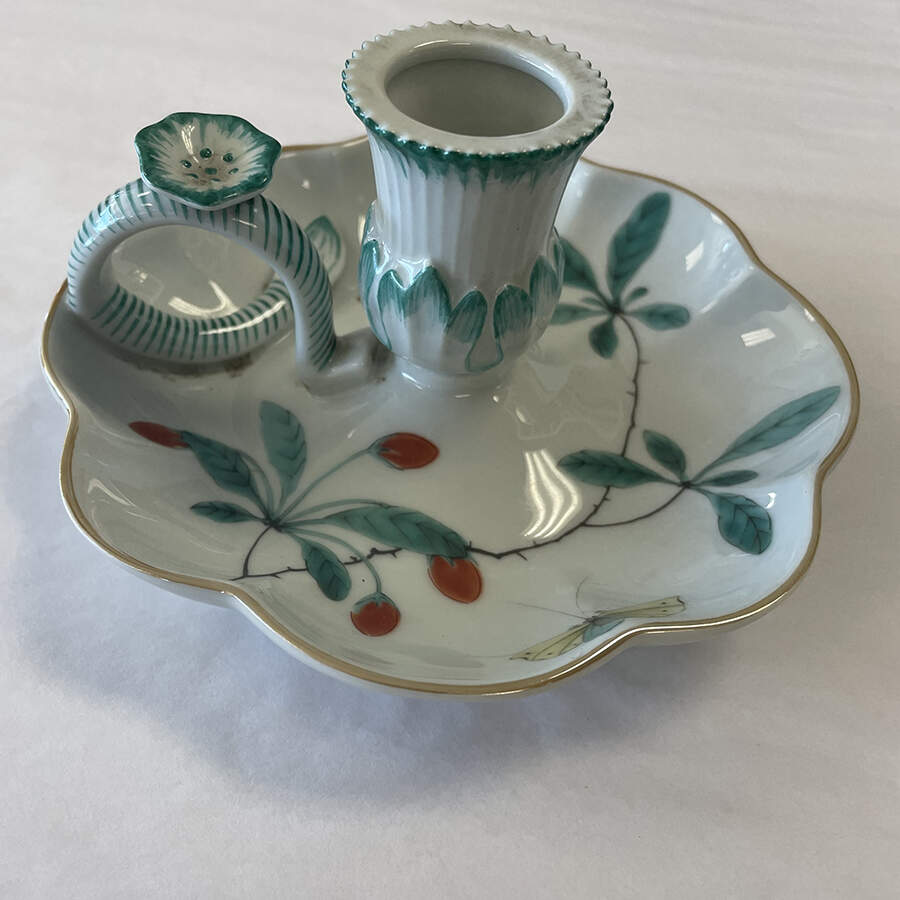 Famille Verte (Green Background) Handled Candleholder by Mottahedeh-1