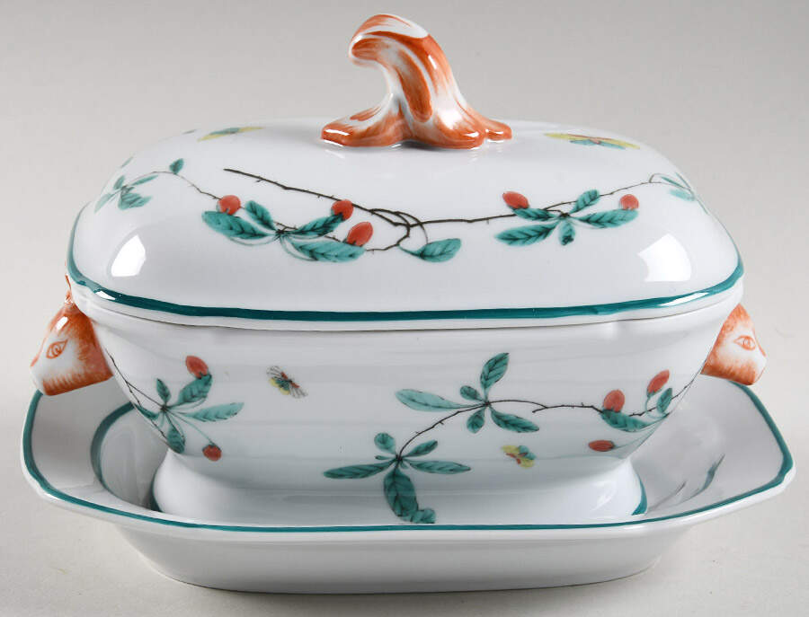 Famille Verte (Green Background) Tureen & Lid W/Underplate by Mottahedeh-1