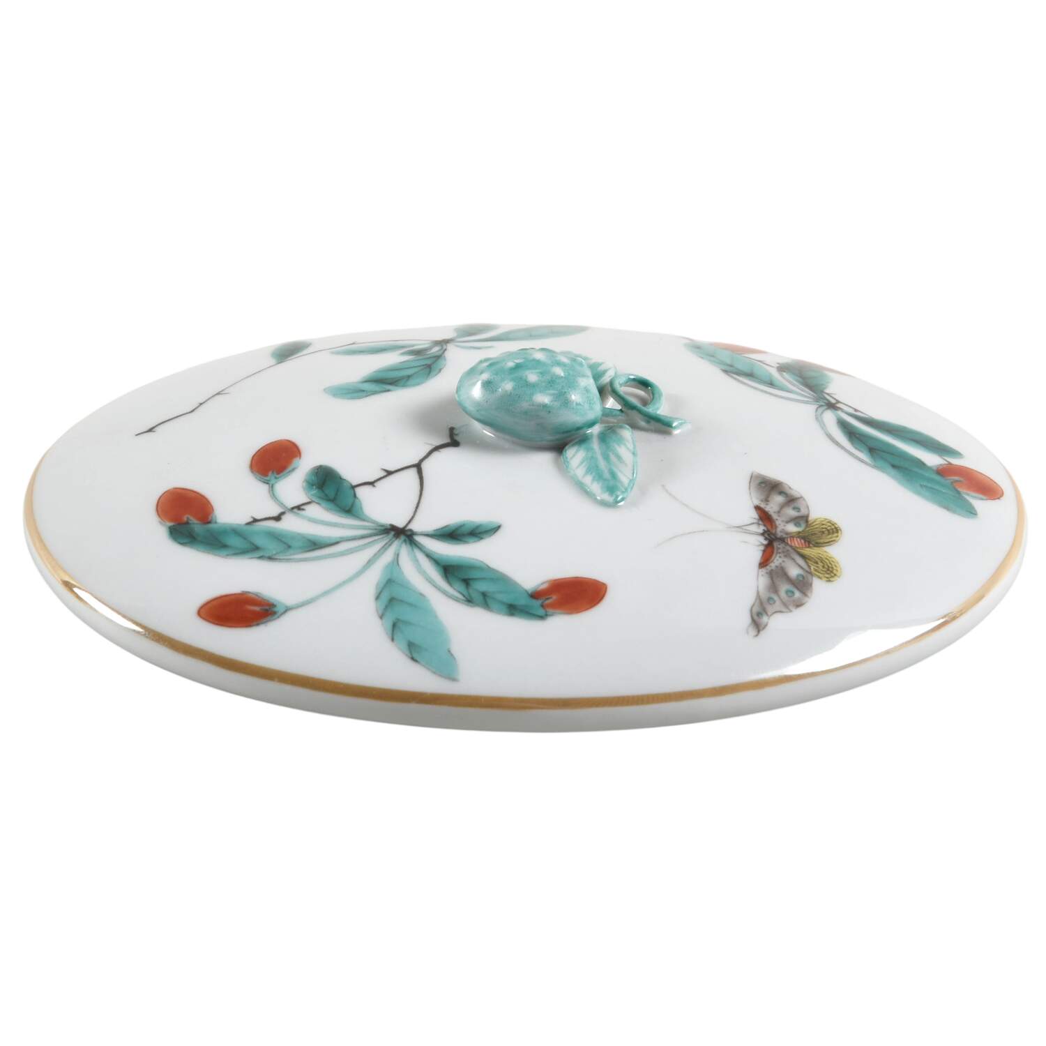 Famille Verte (Green Background) Lid for Oval Box by Mottahedeh-1