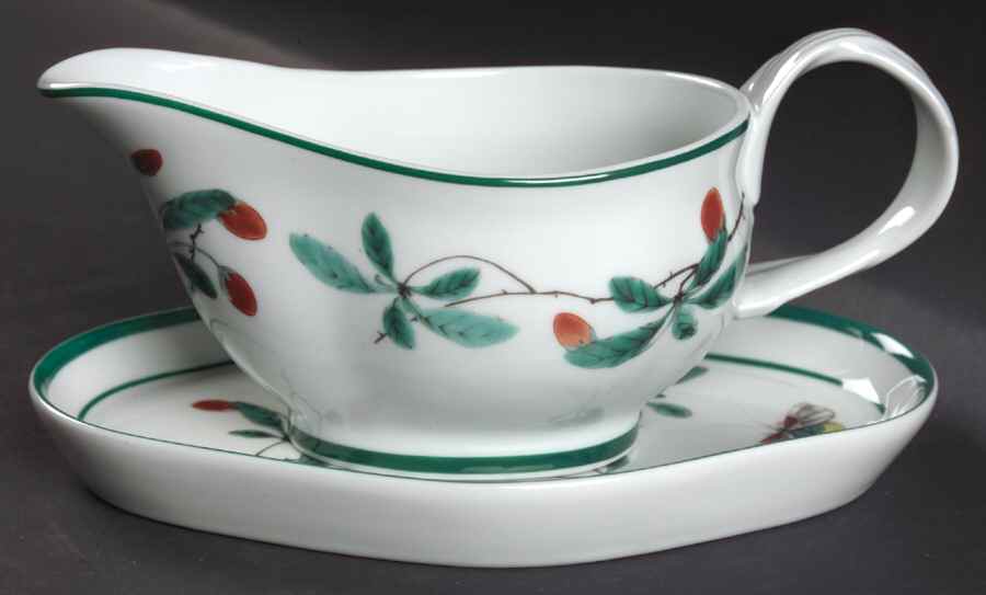 Famille Verte (Green Background) Gravy Boat & Underplate by Mottahedeh-1