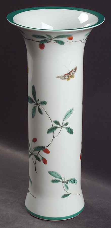 Famille Verte (Green Background) 11'' Trumpet Vase by Mottahedeh-1