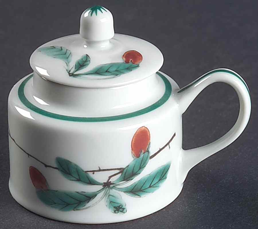 Famille Verte (Green Background) Mustard Jar & Lid by Mottahedeh-1