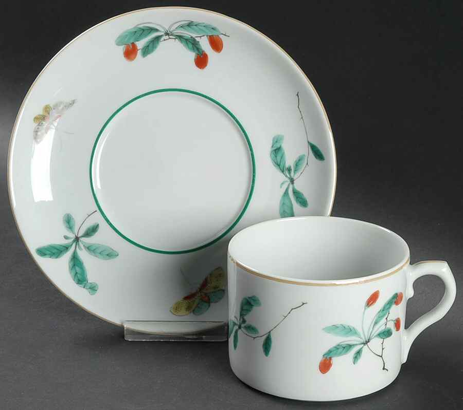 Famille Verte (Green Background) Breakfast Cup & Saucer Set by Mottahedeh-1