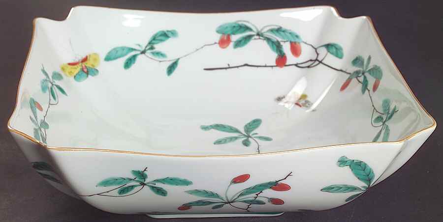 Famille Verte (Green Background) 8" Square Vegetable Bowl by Mottahedeh-1