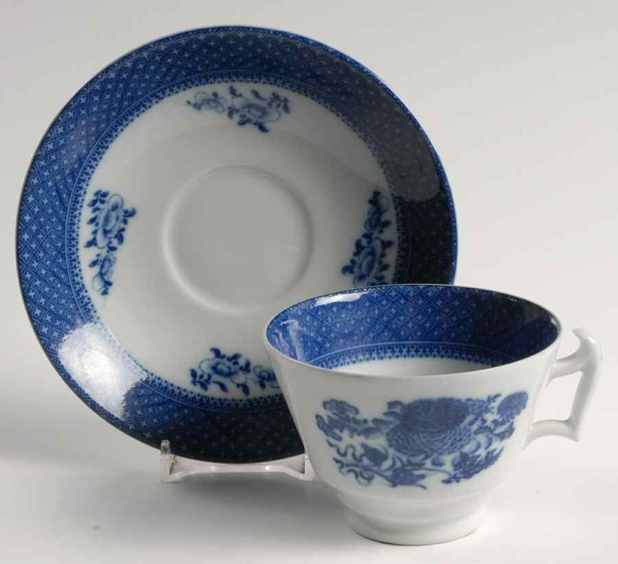 Fitzhugh Blue Footed Cup & Saucer Set by Mottahedeh-1
