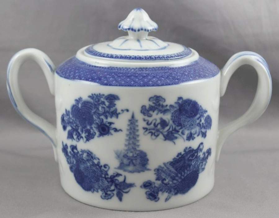 Fitzhugh Blue Sugar Bowl & Lid by Mottahedeh-1