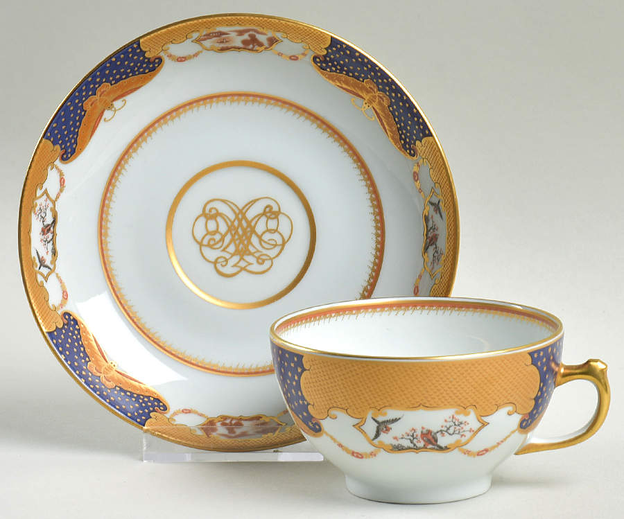 Golden Butterfly Flat Cup & Saucer Set by Mottahedeh-1