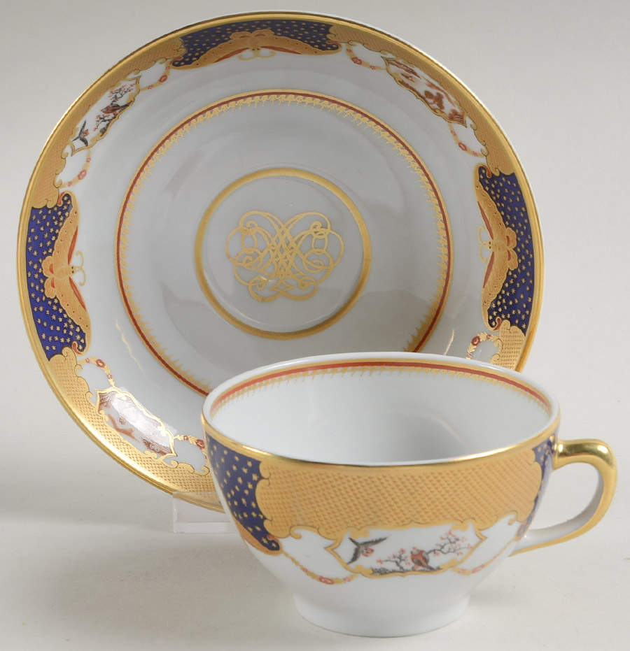 Golden Butterfly Flat Cup & Saucer Set by Mottahedeh-1