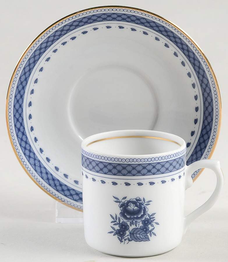 Indigo Flat Demitasse Cup & Saucer Set by Mottahedeh-1