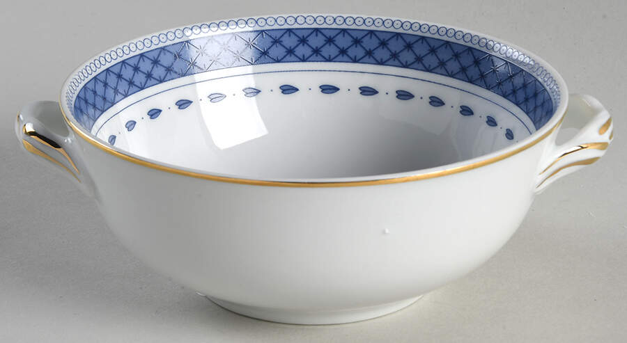 Indigo Flat Cream Soup Bowl by Mottahedeh-1